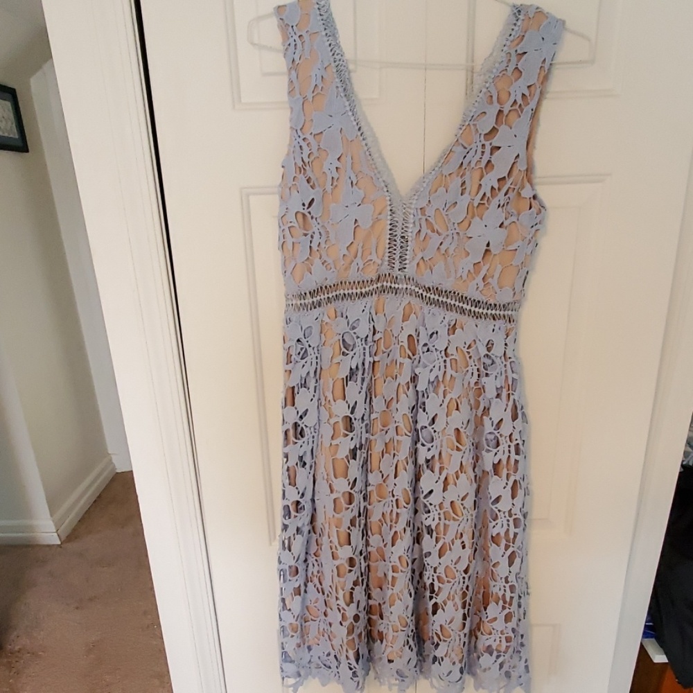 Blue and beige dress